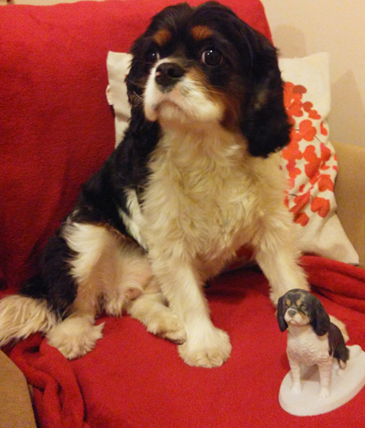 Luna the Cavalier King Charles Spaniel and her custom sculpture