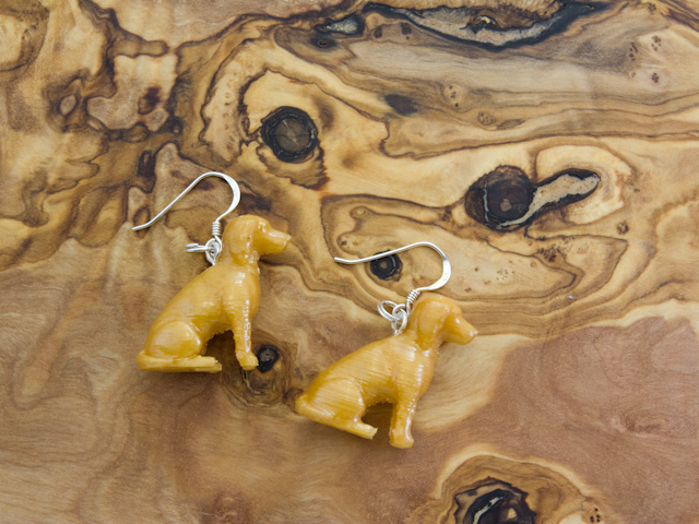 Spaniel earrings in golden PLA 3d printed by Mon Petit Chien