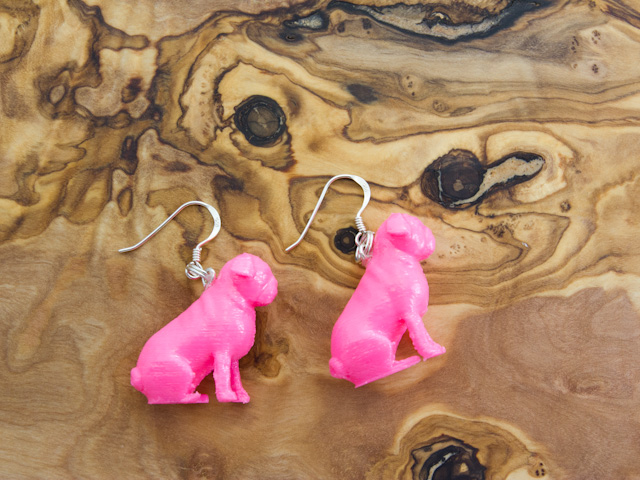 Pink pug earrings by Mon Petit Chien