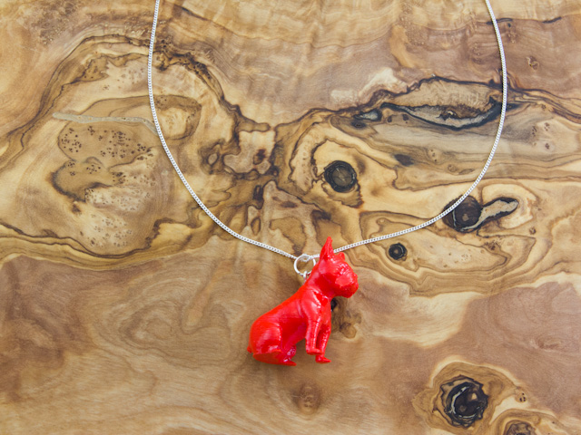 Frenchie necklace in red by Mon Petit Chien