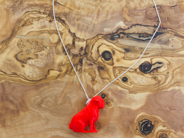Red pug necklace by Mon Petit Chien