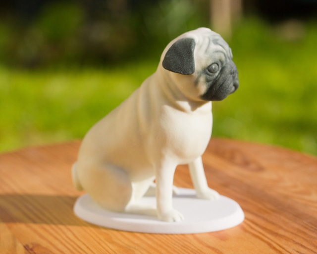 3d printed unique Pug sculpture by Mon Petit Chien