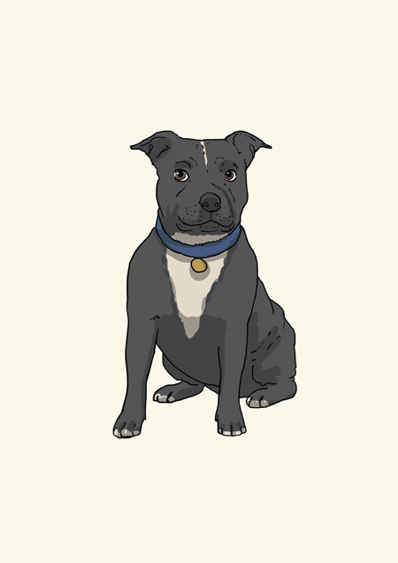Staffie blank greeting card by Mon Petit Chien