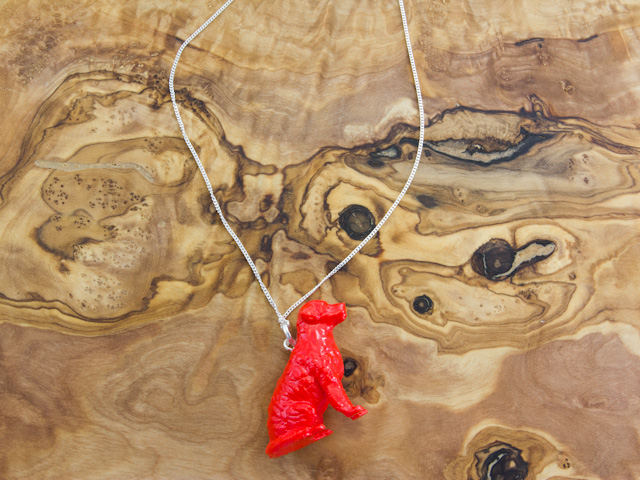 golden retriever necklace in red