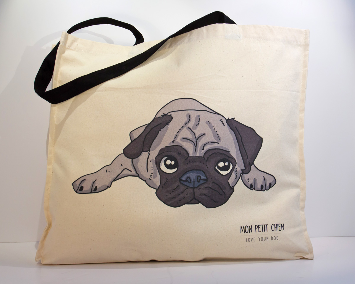 Pug shopping bag by Mon Petit Chien